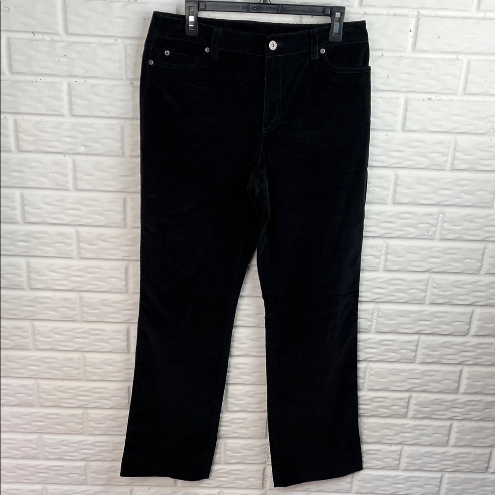 RAFAELLA CORDUROY STRAIGHT LEG PANTS BLACK COTTON SZ 10